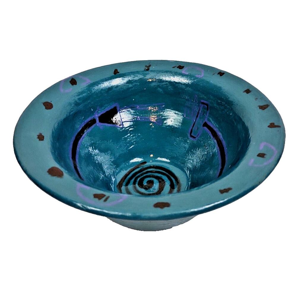 Handmade Studio Pottery Ceramic Stoneware Bowl Glazed Blue Green Purple Electric - Picture 2 of 8